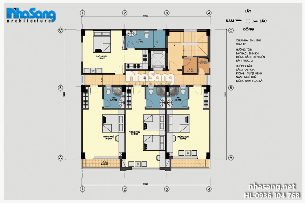 mặt bằng công năng tầng 2 biệt thự pháp bt14182